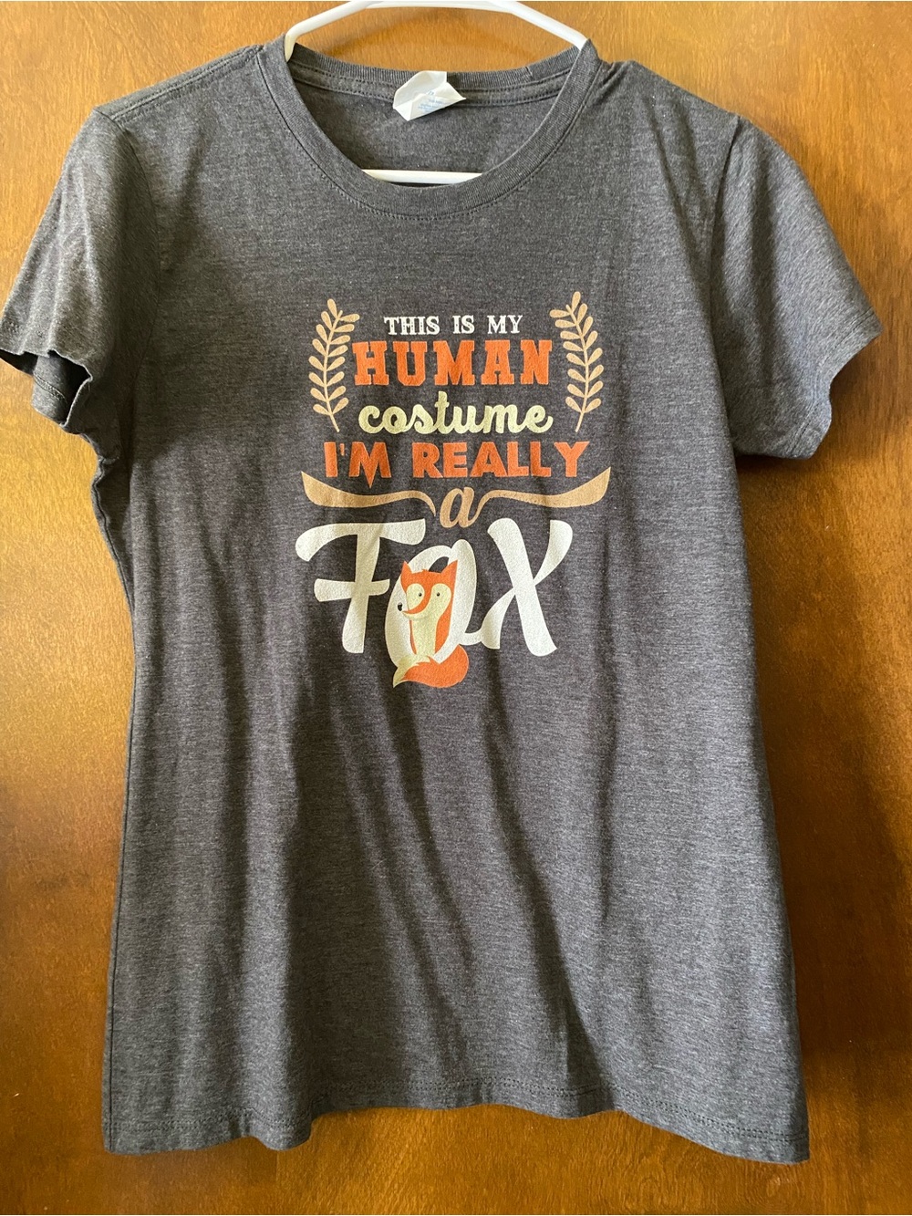 Port and Company Women's Short Sleeve Heather Gray Tee with Fox Graphic